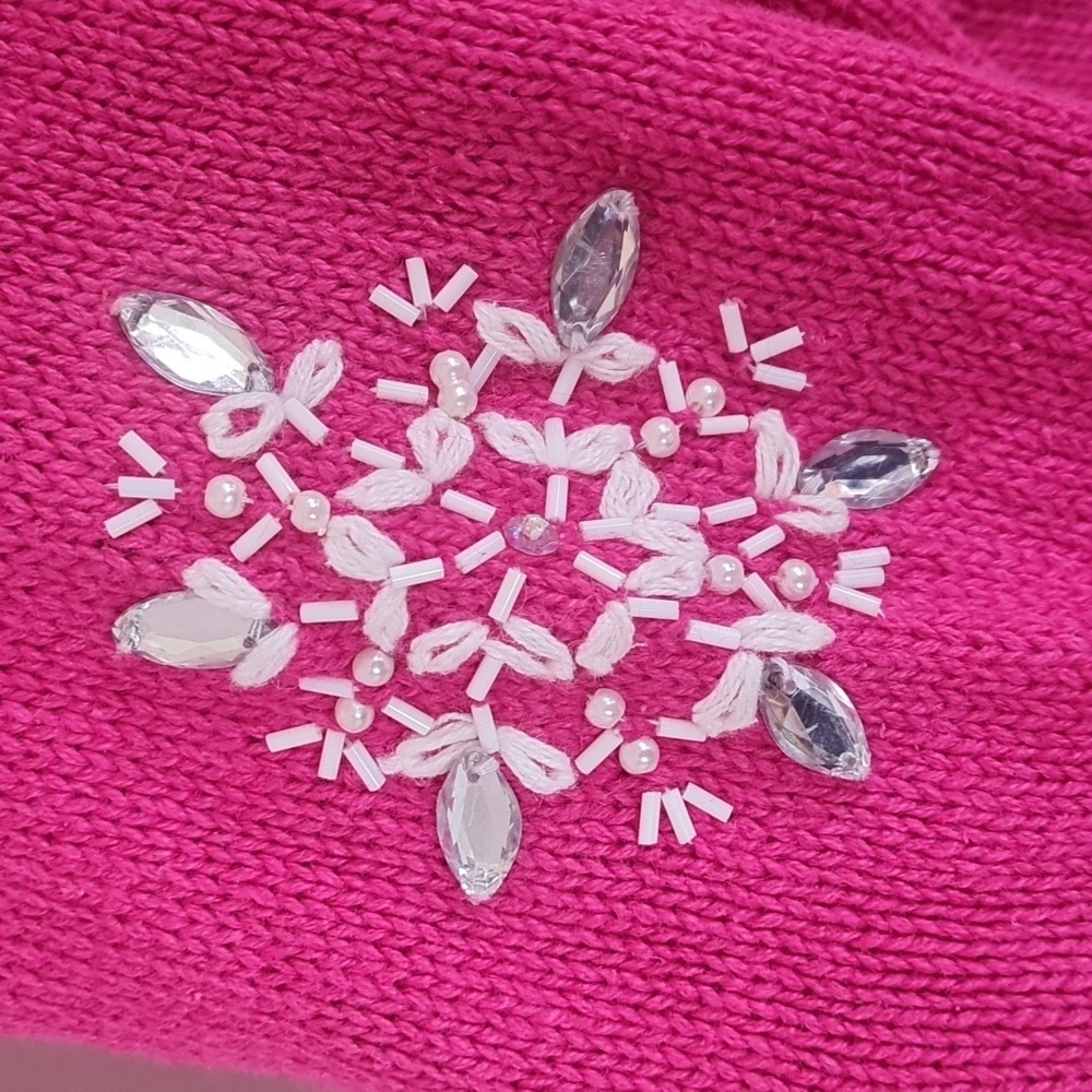 Christmas Ugly Pink Snowman Embellished Sweater Medium - Picture 5 of 14